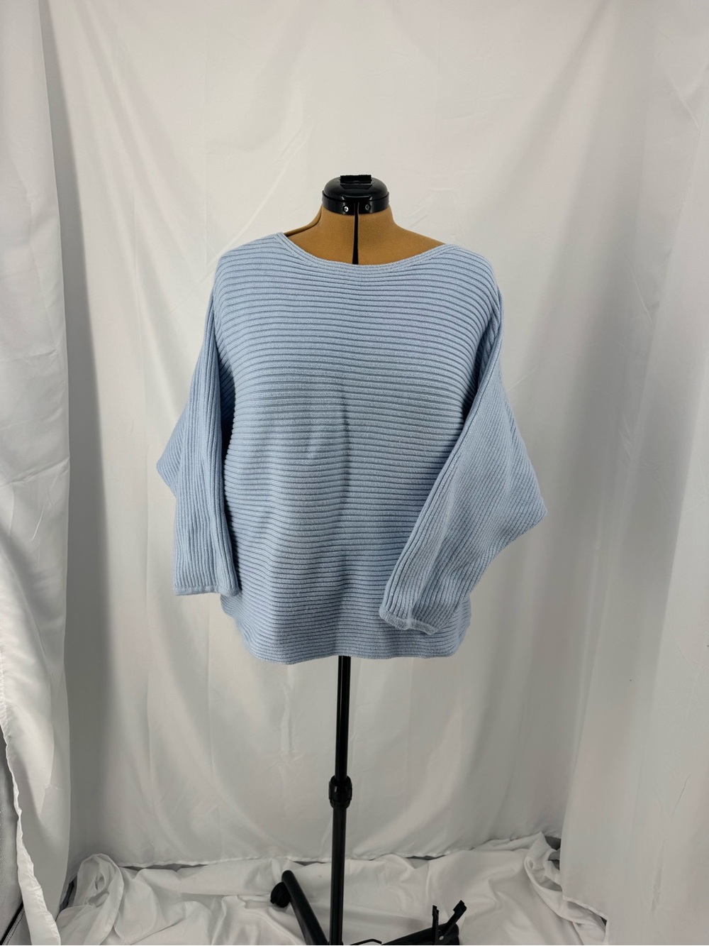 Anthropologie Pale Blue Ribbed Boatneck Sweater 0321